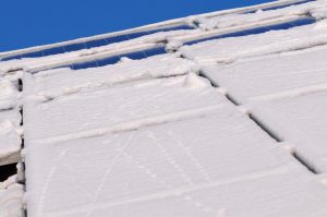 Solar panels in the snow